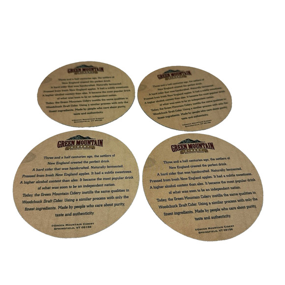 Woodchuck & Green Mountain Cider Coasters - Barware Drink Coasters Set - Picture 3 of 6